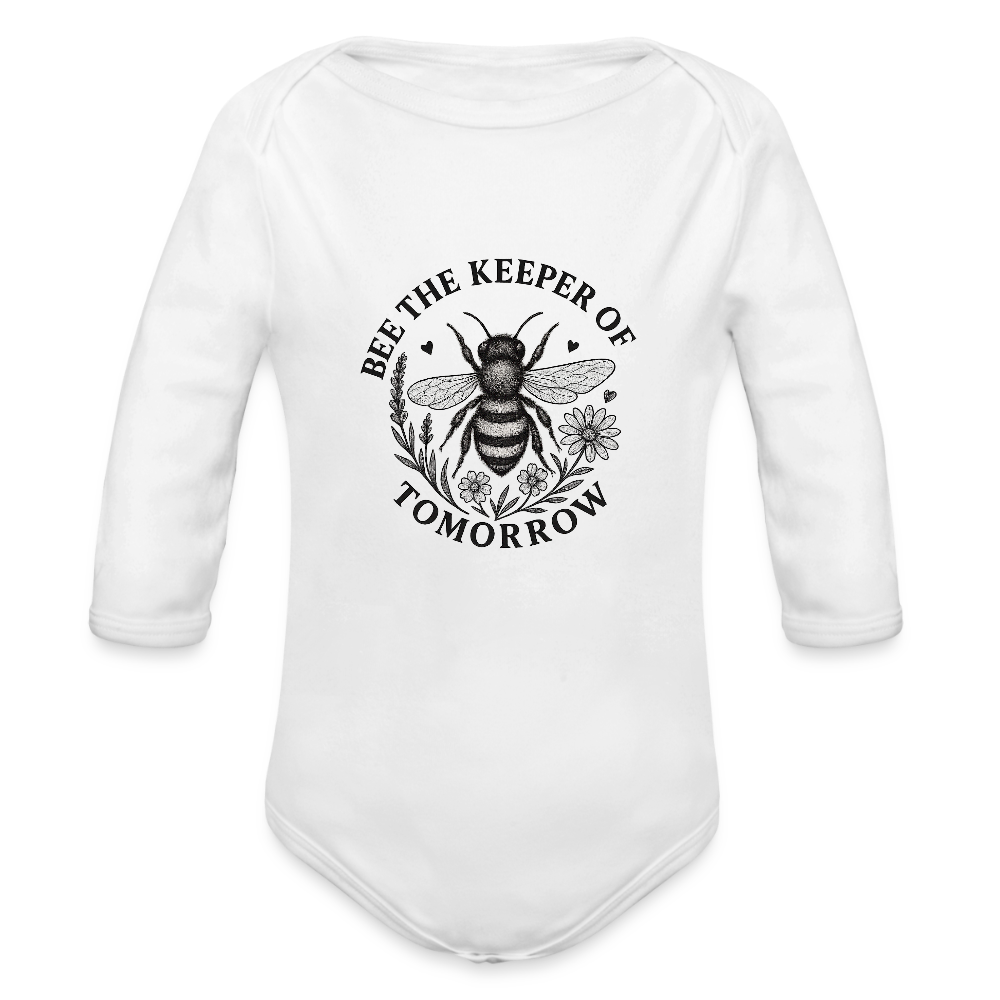 Baby Bio-Langarm-Body "Bee the keeper of tomorrow" - Weiß