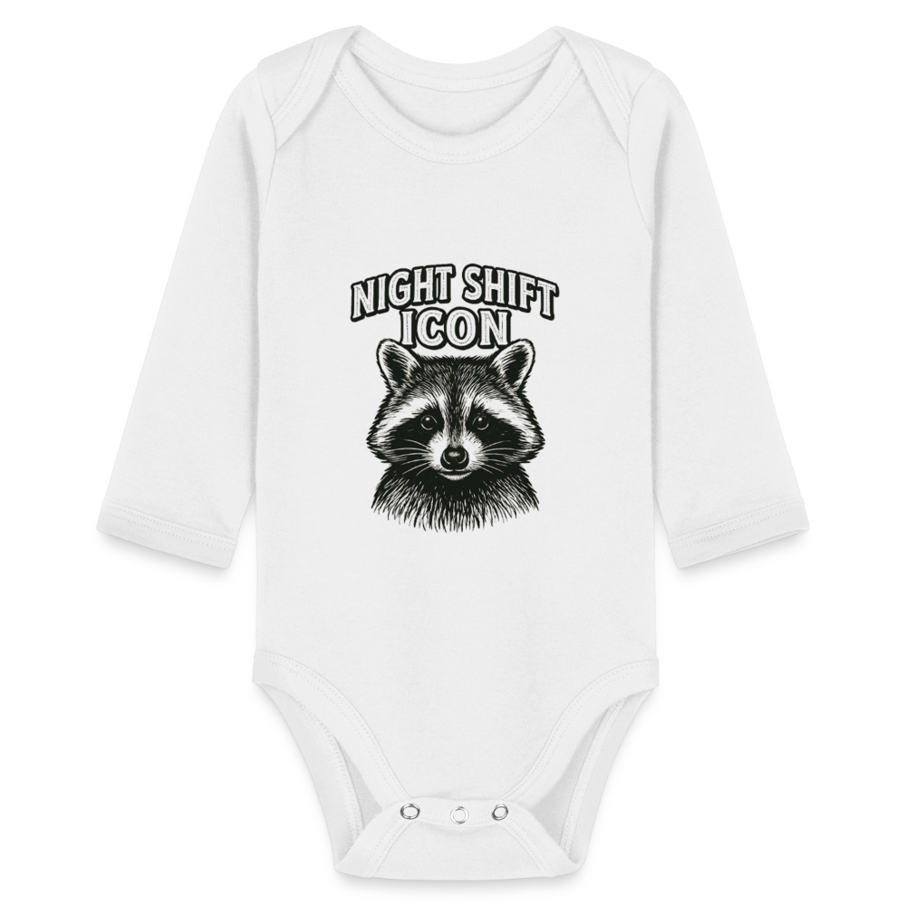 Baby Bio-Langarm-Body "Night Shift Icon" - Weiß