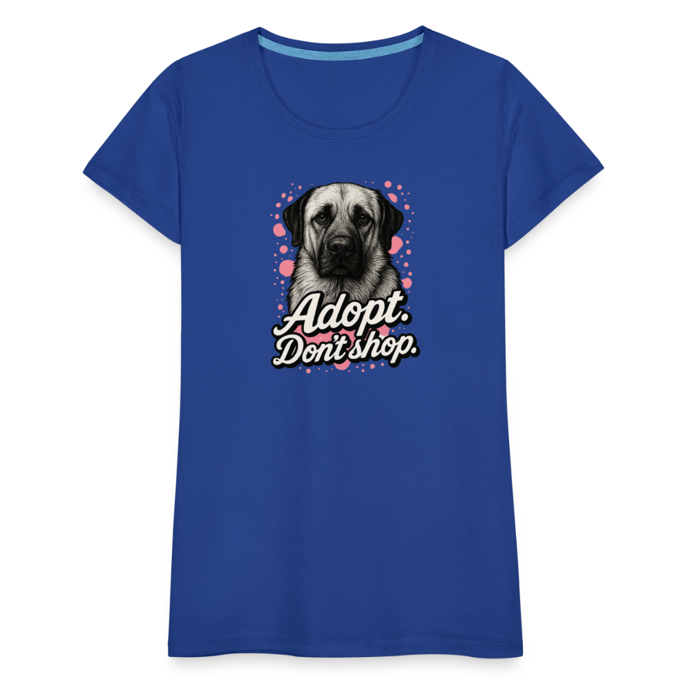 Damen T-Shirt "Adopt. Don't shop" rosa - Königsblau