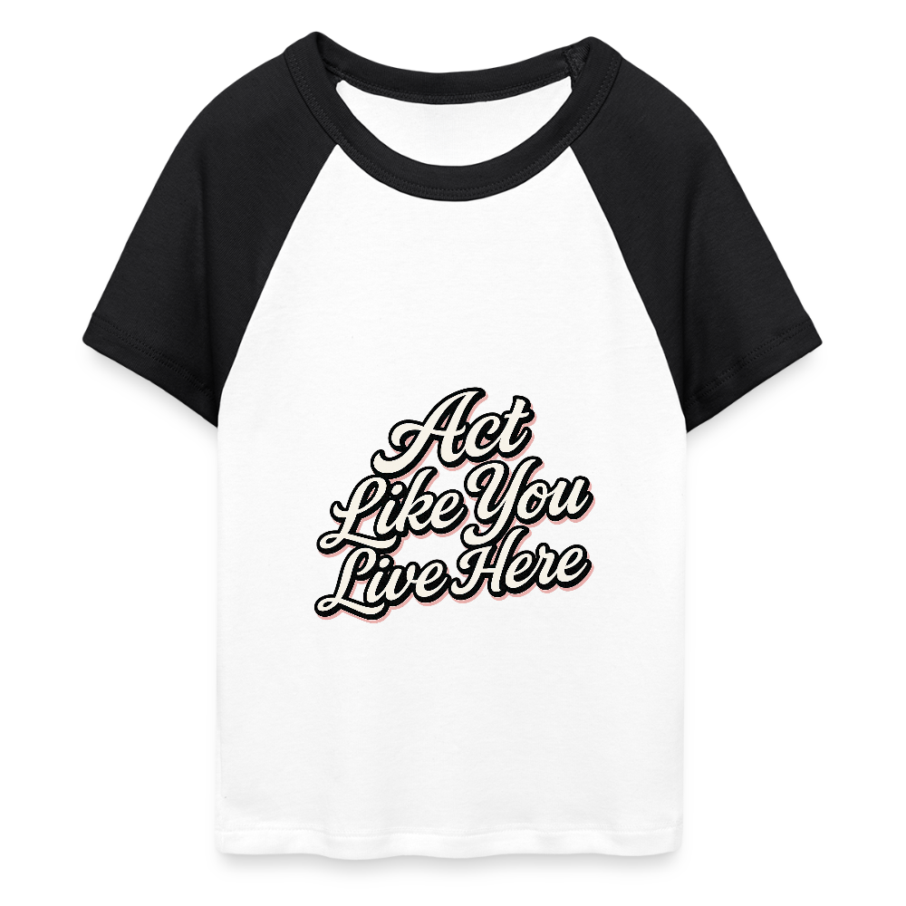 Damen Crop Top "Act like you live here" - Weiß/Schwarz