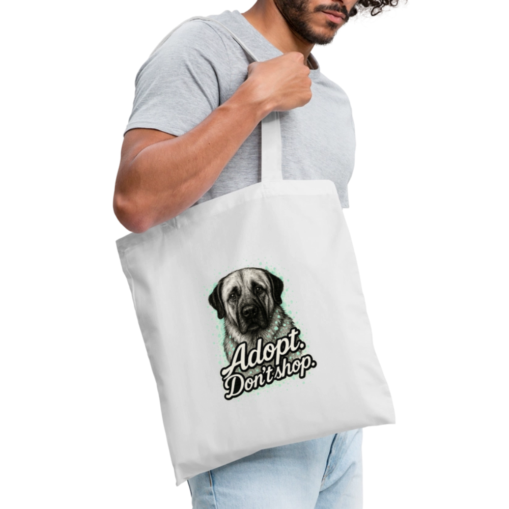 Stoffbeutel "Adopt. Don't shop." mint - Weiß