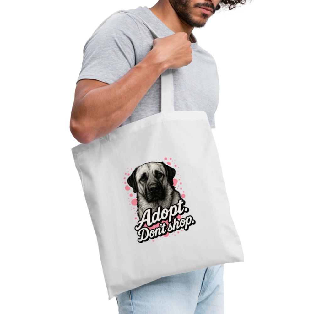 Stoffbeutel "Adopt. Don't shop." rosa - Weiß