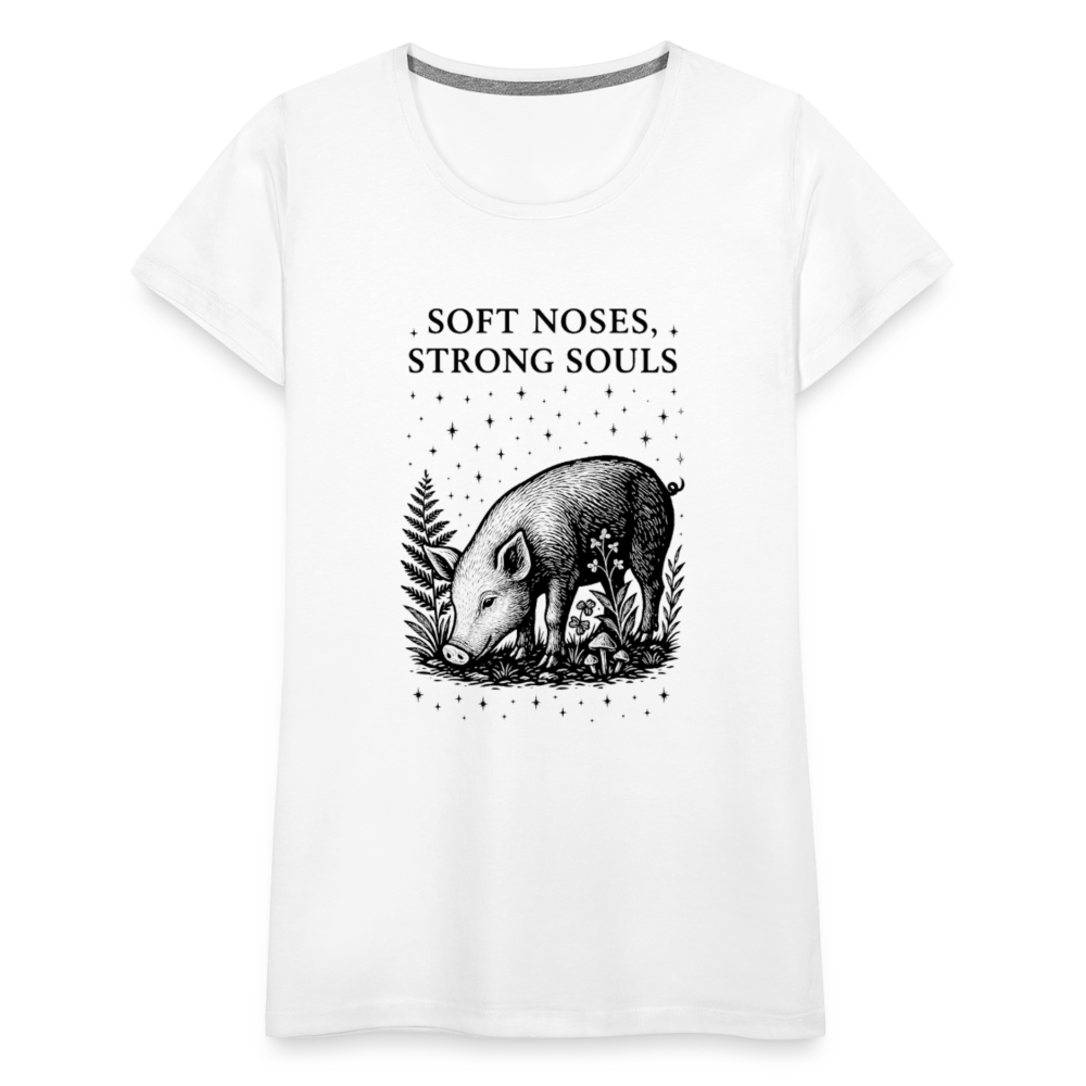 Damen Slim Fit T-Shirt "Soft noses, strong souls" - Weiß