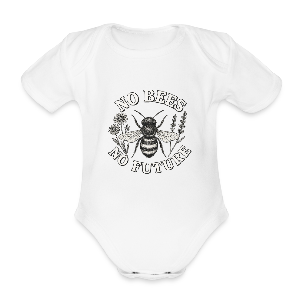 Baby Bio-Kurzarm-Body "No Bees - No Future" - Weiß