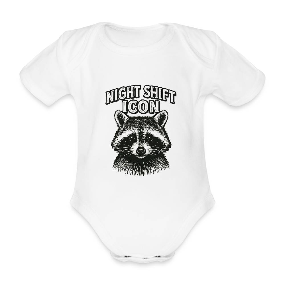 Baby Bio-Kurzarm-Body "Night Shift Icon" - Weiß