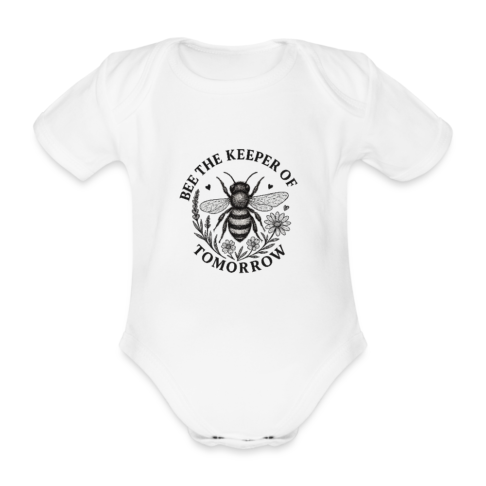 Baby Bio-Kurzarm-Body "Bee the keeper of tomorrow" - Weiß