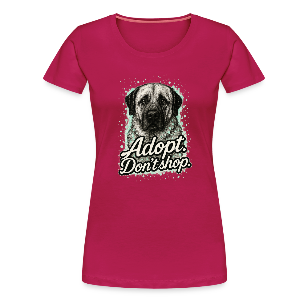 Damen T-Shirt "Adopt. Don't shop." mint - dunkles Pink