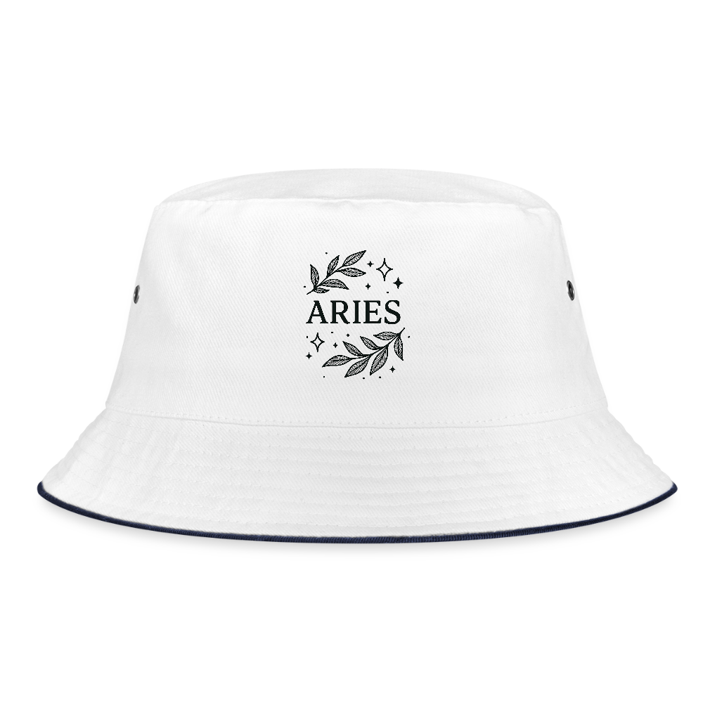 Bucket Hat „Aries“ - Weiß/Navy
