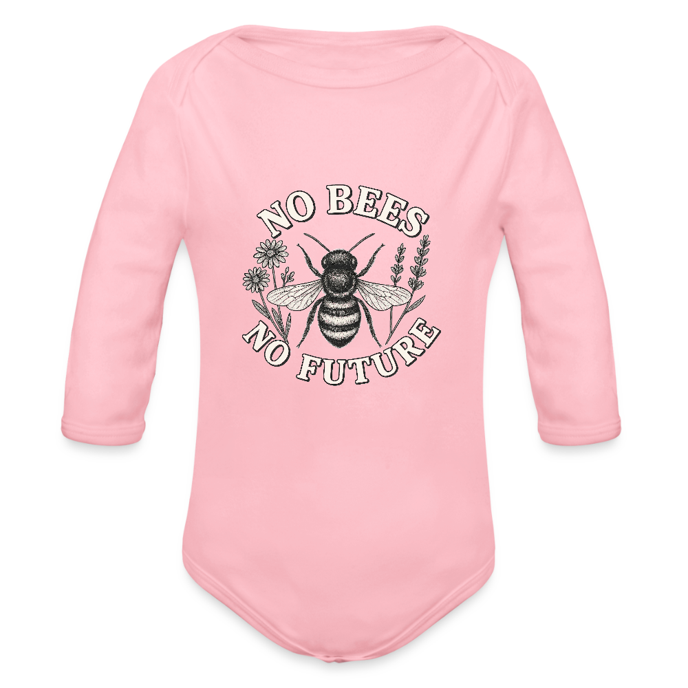 Baby Bio-Langarm-Body "No Bees - No Future" - Hellrosa
