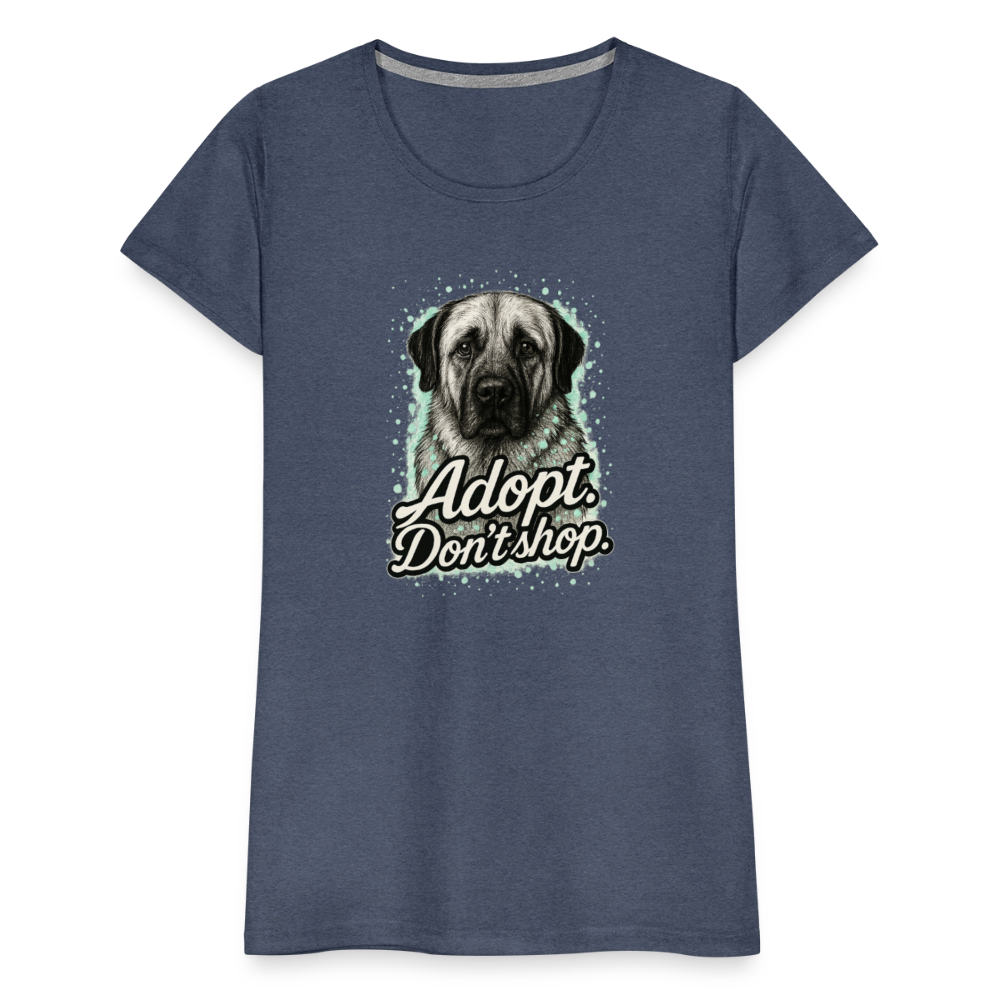 Damen T-Shirt "Adopt. Don't shop." mint - Blau meliert
