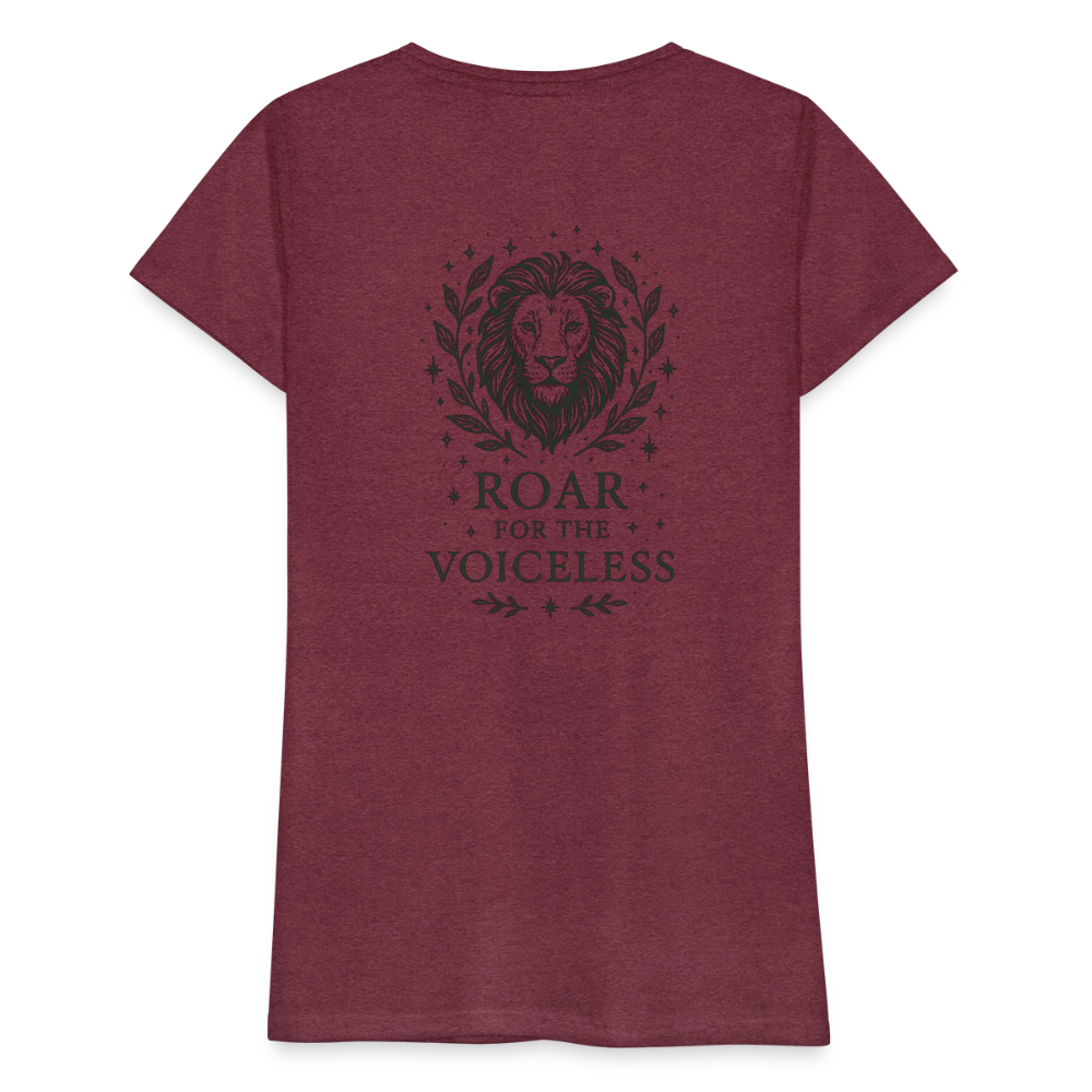 Damen Slim Fit T-Shirt "Leo" - Bordeauxrot meliert