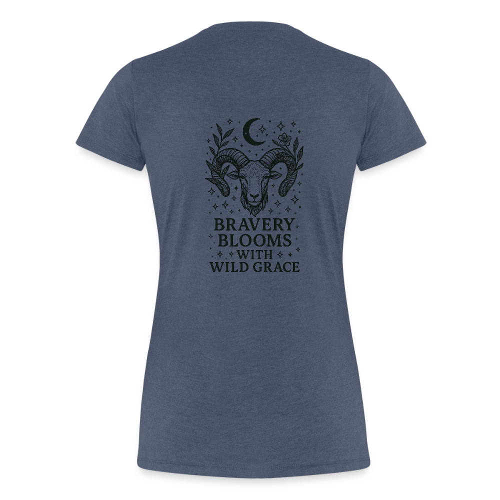 Damen Slim Fit T-Shirt „Aries“ - Blau meliert