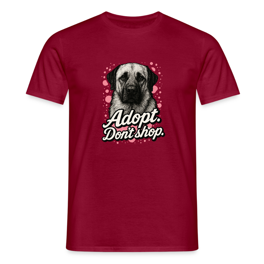 Herren T-Shirt "Adopt. Don't shop" rosa - Ziegelrot