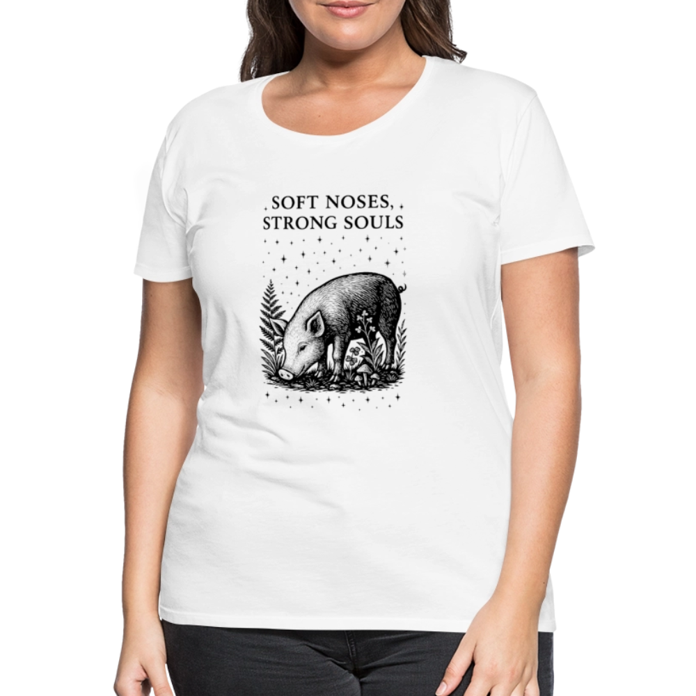 Damen Slim Fit T-Shirt "Soft noses, strong souls" - Weiß