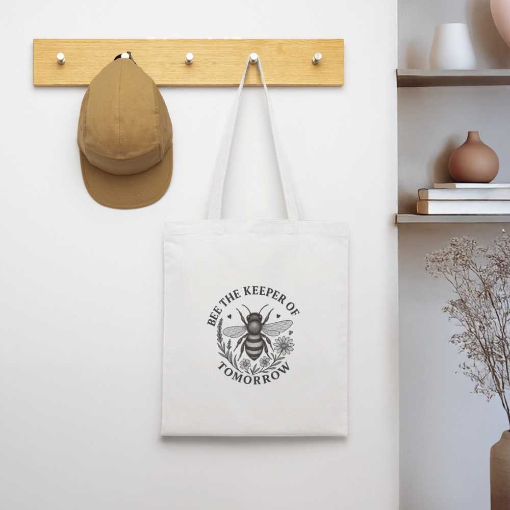 Stoffbeutel "Bee the Keeper of Tomorrow" - Weiß