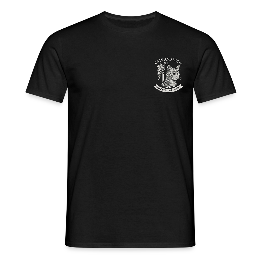 Unisex Fit T-Shirt "Cats&Wine" - Schwarz