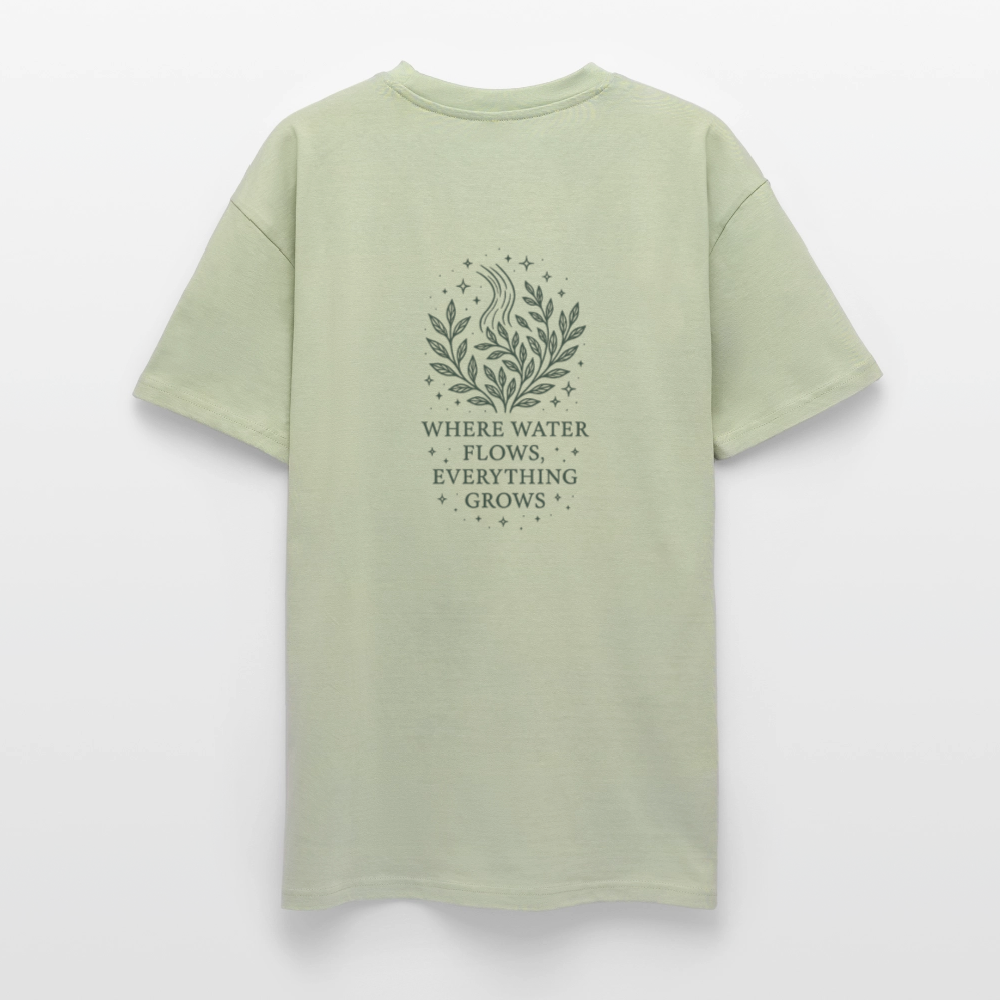 Unisex Oversize T-Shirt "Aquarius" - Leichtes Salbeigrün 