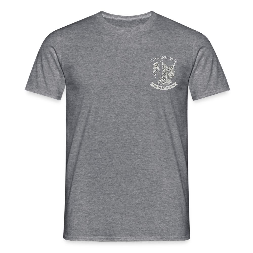 Unisex Fit T-Shirt "Cats&Wine" - Graphit meliert