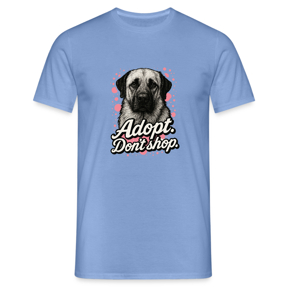 Herren T-Shirt "Adopt. Don't shop" rosa - carolina blue