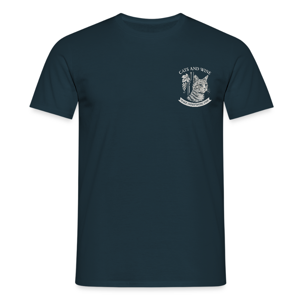 Unisex Fit T-Shirt "Cats&Wine" - Navy