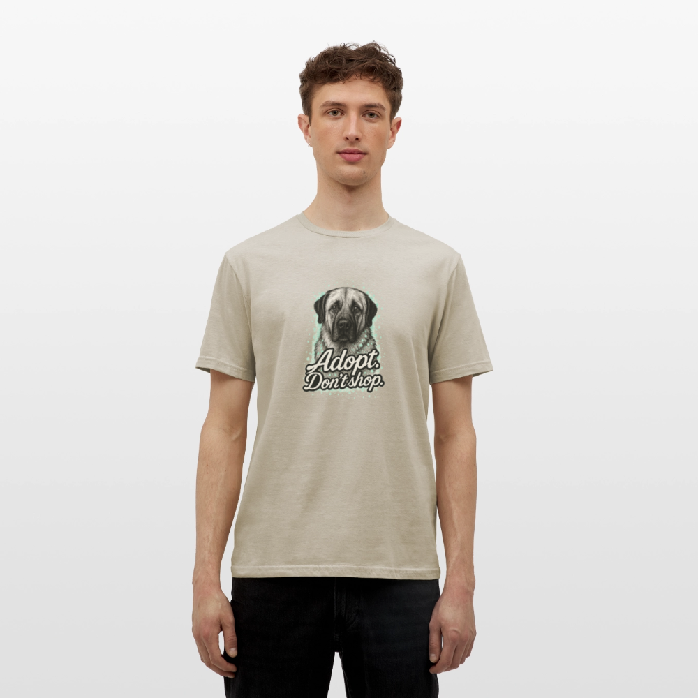 Herren T-Shirt "Adopt. Don't shop." mint - Sandbeige