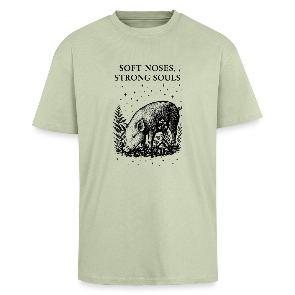 Unisex T-Shirt "Soft noses, strong souls" - Leichtes Salbeigrün 