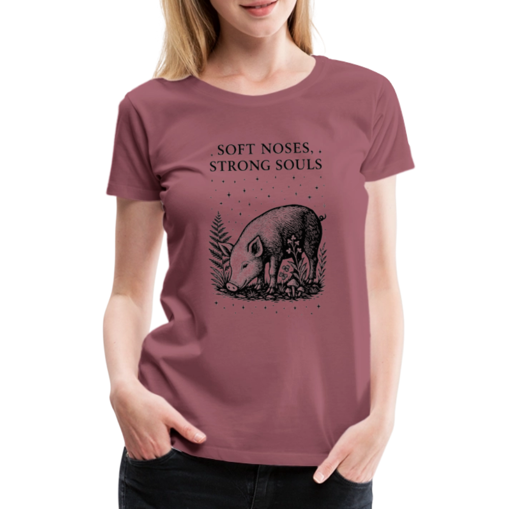 Damen Slim Fit T-Shirt "Soft noses, strong souls" - Malve