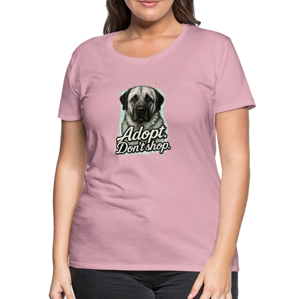 Damen T-Shirt "Adopt. Don't shop." mint - Hellrosa