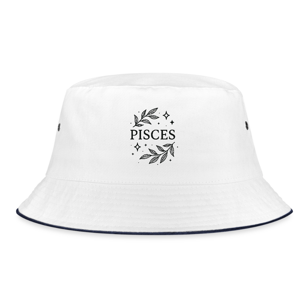Bucket Hat „Pisces“ - Weiß/Navy