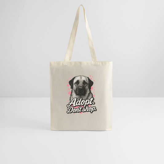Stoffbeutel "Adopt. Don't shop." rosa - Natur