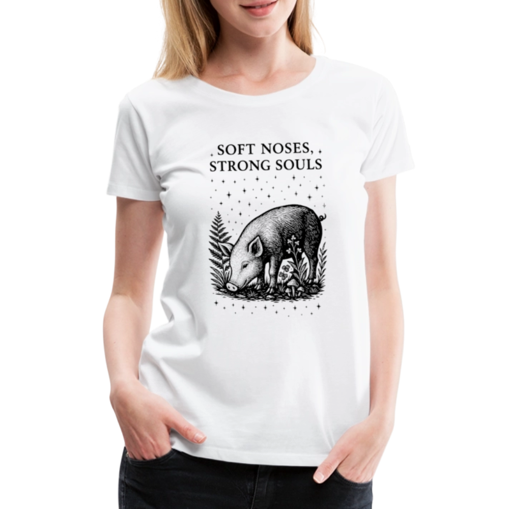 Damen Slim Fit T-Shirt "Soft noses, strong souls" - Weiß