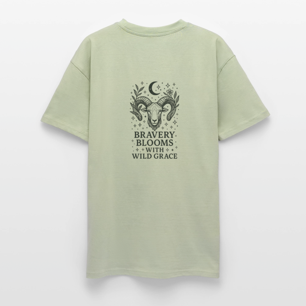 Unisex Oversize T-Shirt "Aries" - Leichtes Salbeigrün 