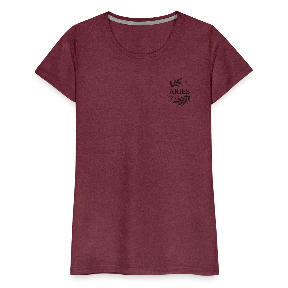 Damen Slim Fit T-Shirt „Aries“ - Bordeauxrot meliert