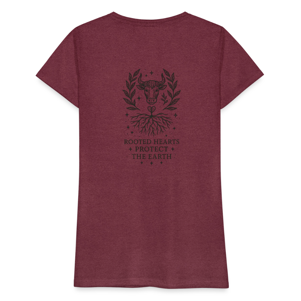 Damen Slim Fit T-Shirt "Taurus" - Bordeauxrot meliert