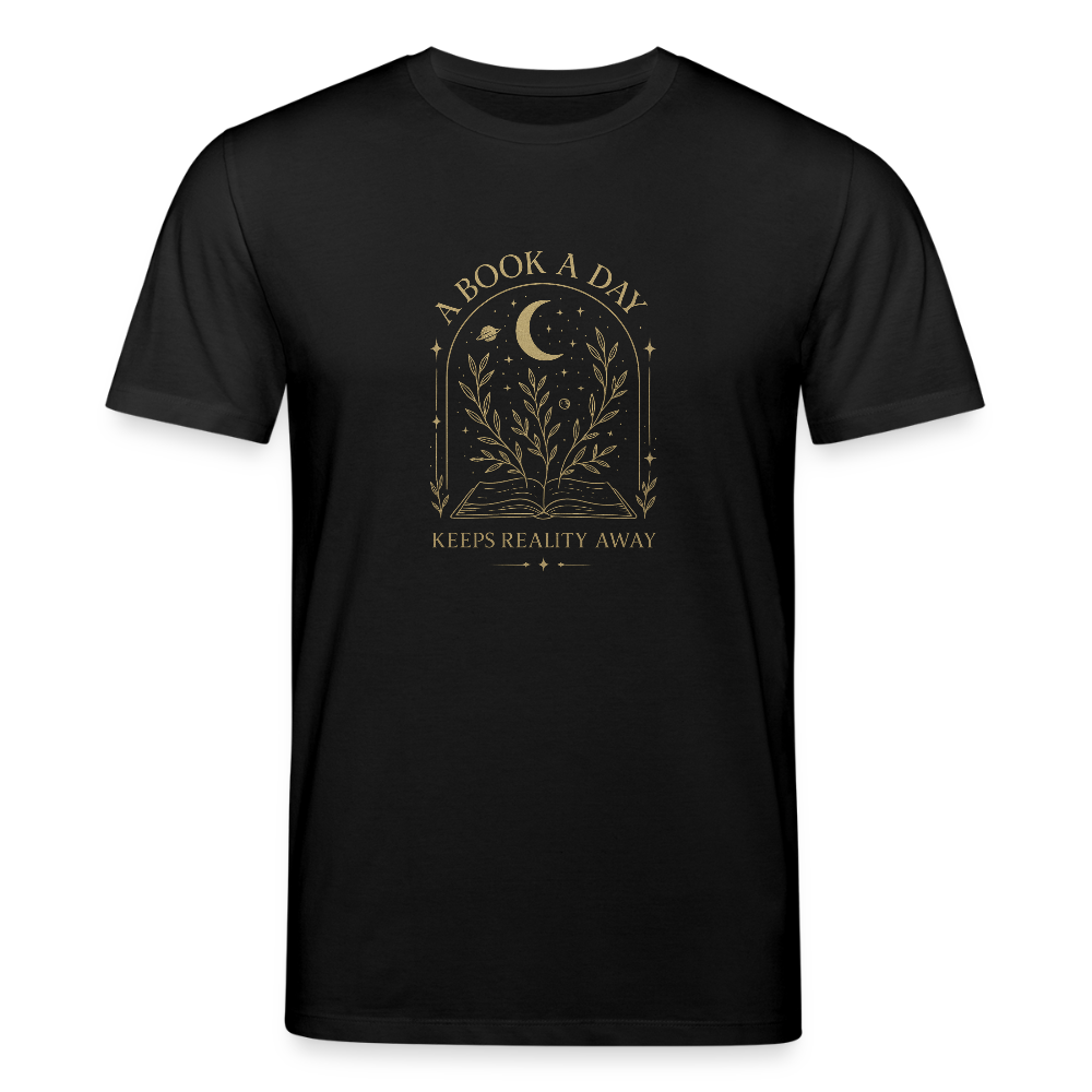 Unisex Bio-T-Shirt „A book a day“ - Schwarz