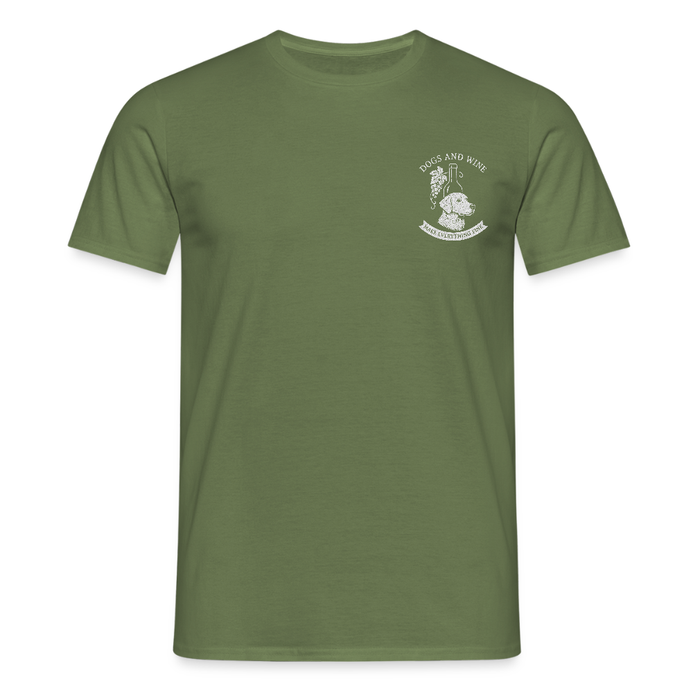 Unisex Fit T-Shirt "Dogs&Wine" - Militärgrün
