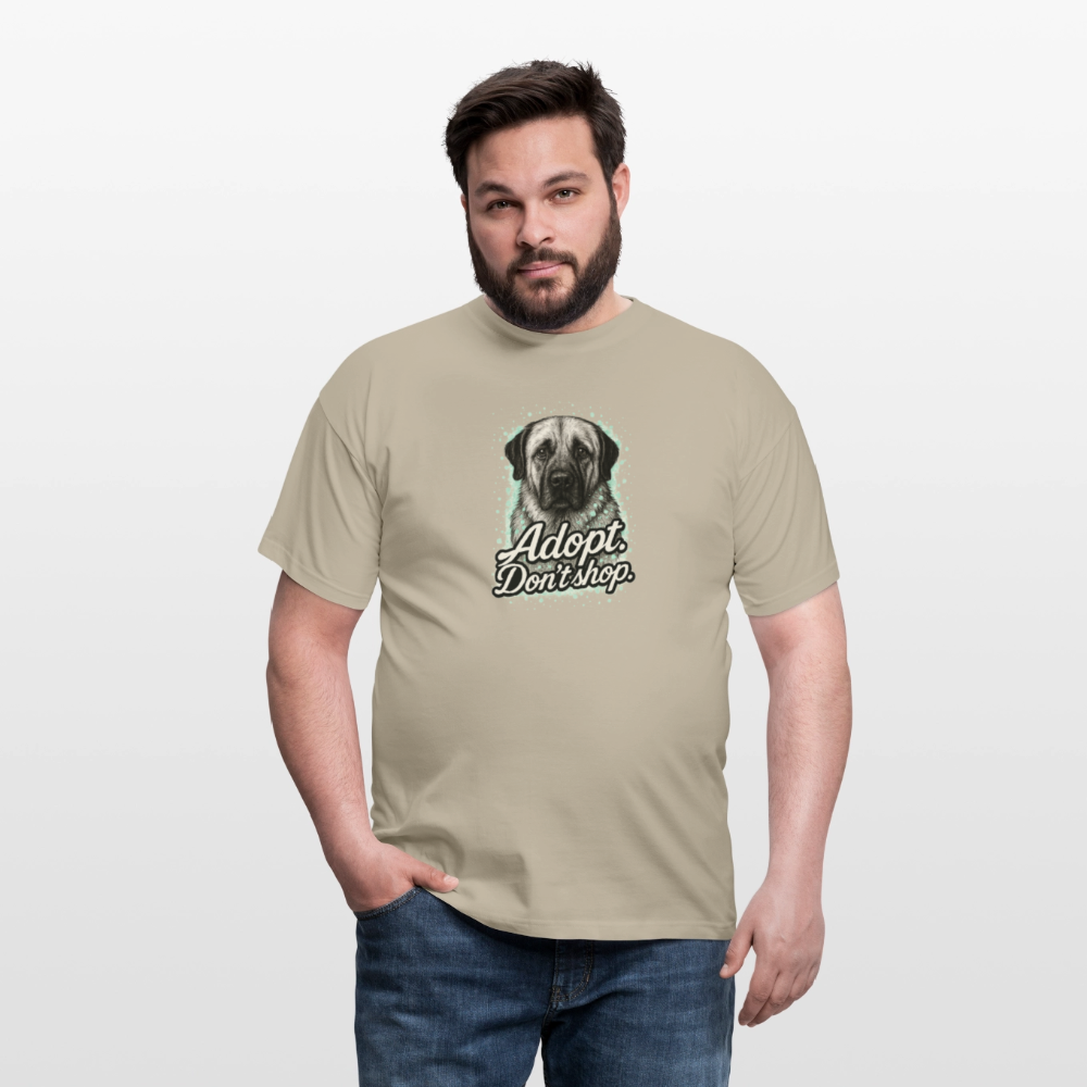 Herren T-Shirt "Adopt. Don't shop." mint - Sandbeige