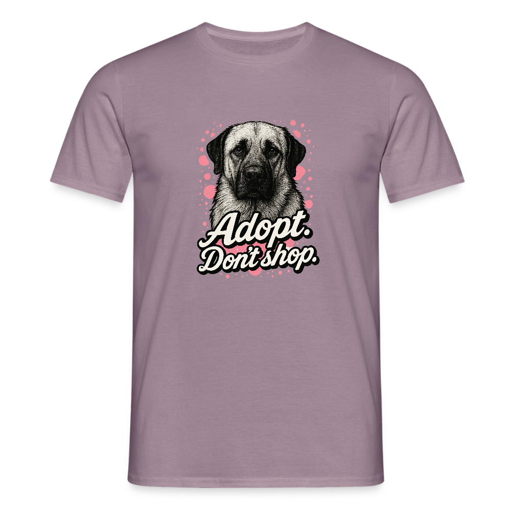 Herren T-Shirt "Adopt. Don't shop" rosa - Lilagrau 