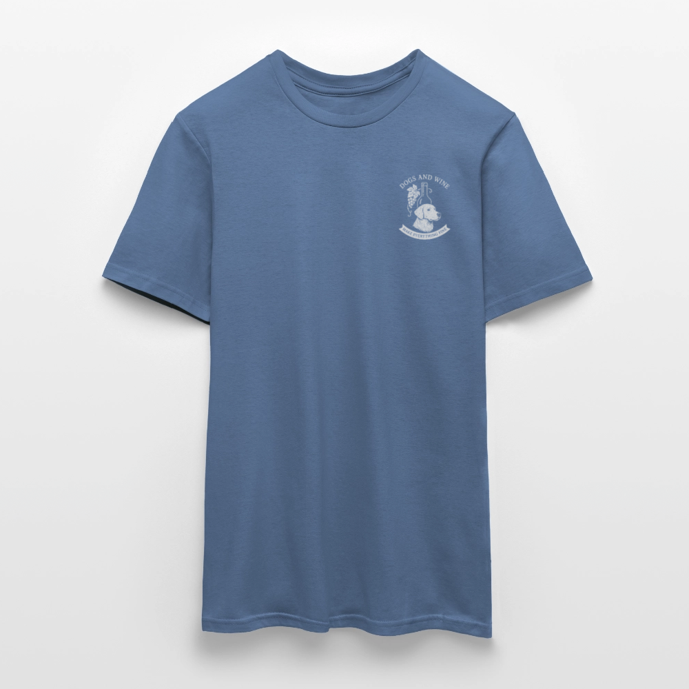 Unisex Fit T-Shirt "Dogs&Wine" - Taubenblau 