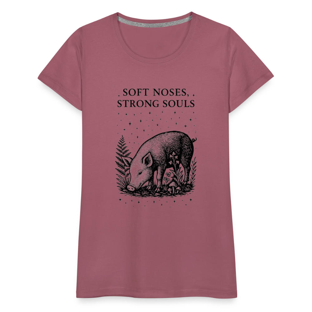 Damen Slim Fit T-Shirt "Soft noses, strong souls" - Malve