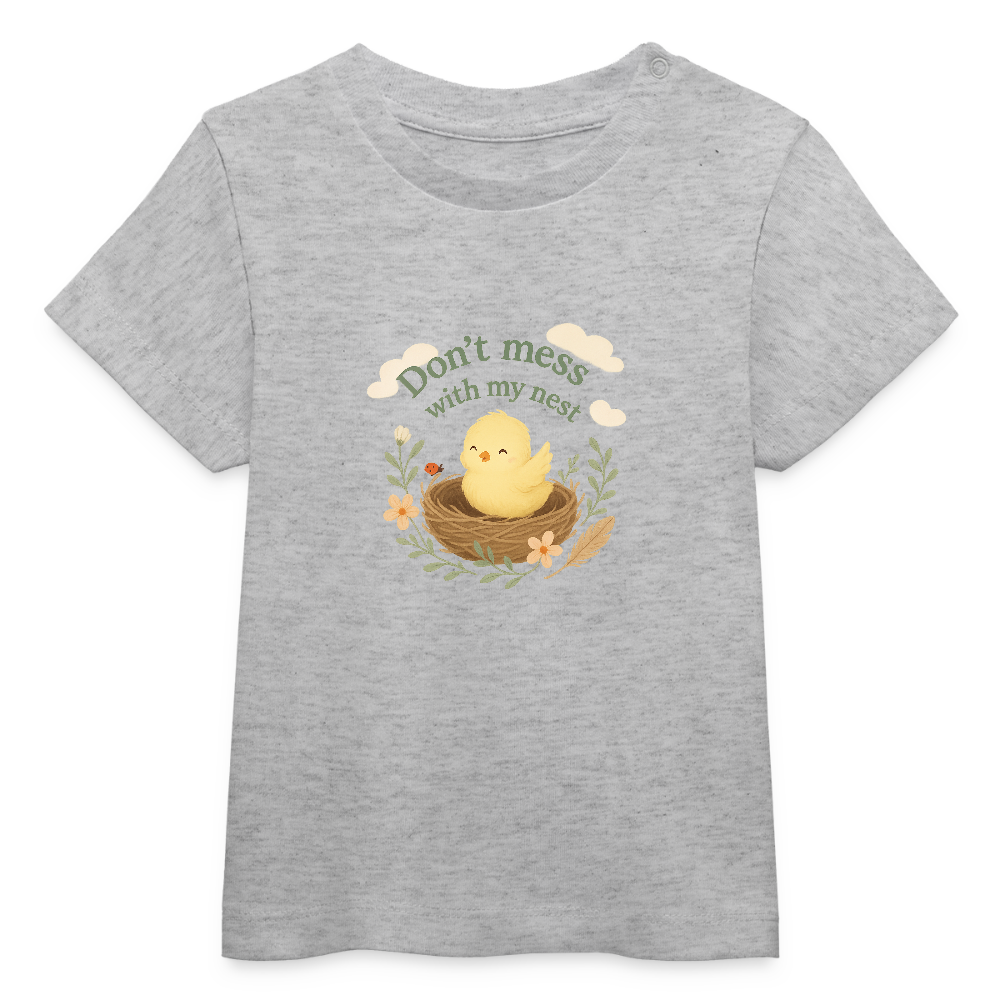Baby/Kids - Bio-T-Shirt „Don’t mess with my nest“ - Grau meliert