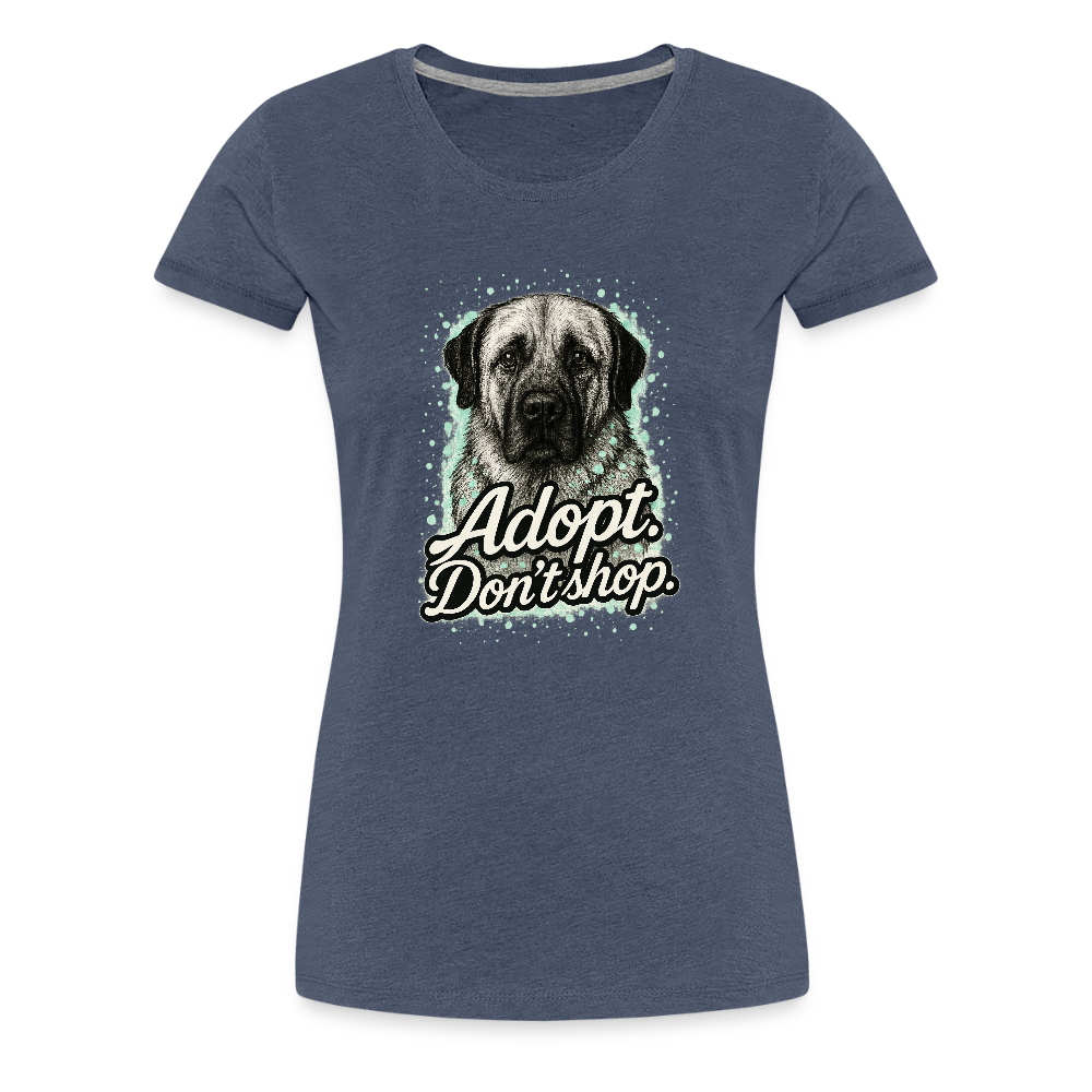 Damen T-Shirt "Adopt. Don't shop." mint - Blau meliert