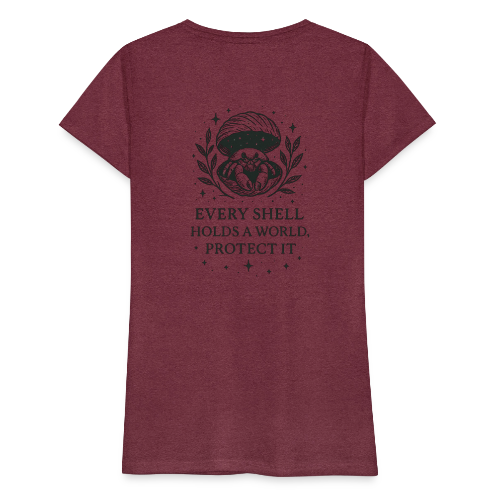 Damen Slim Fit T-Shirt "Cancer" - Bordeauxrot meliert