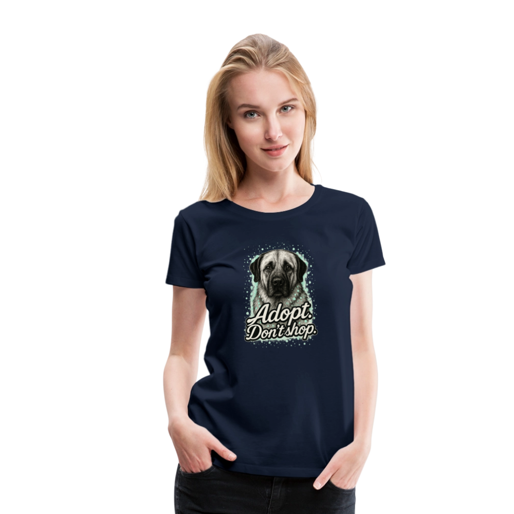 Damen T-Shirt "Adopt. Don't shop." mint - Navy