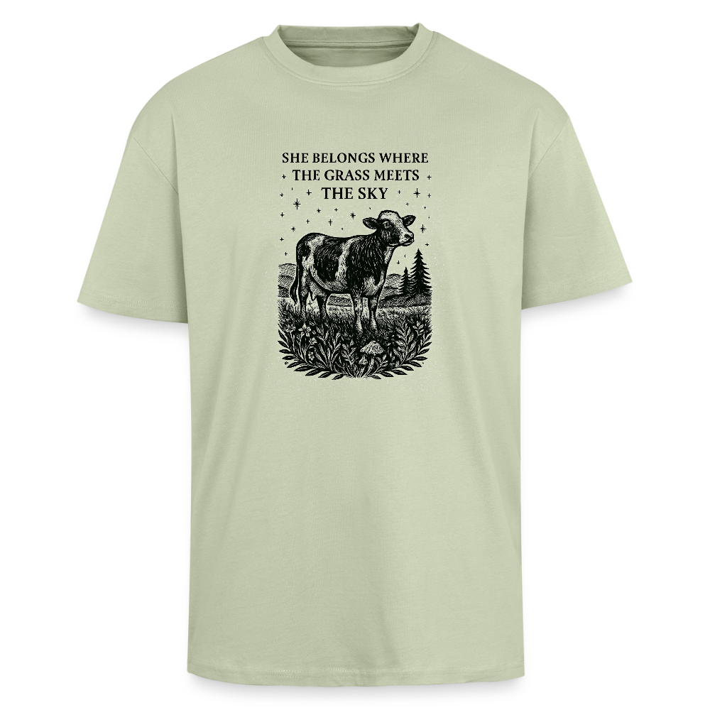 Unisex T-Shirt "Cow" - Leichtes Salbeigrün 