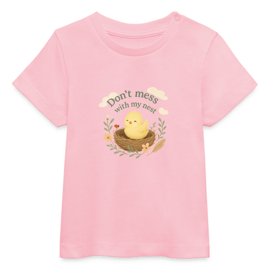 Baby/Kids - Bio-T-Shirt „Don’t mess with my nest“ - Hellrosa