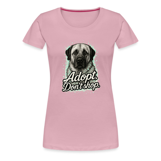 Damen T-Shirt "Adopt. Don't shop." mint - Hellrosa