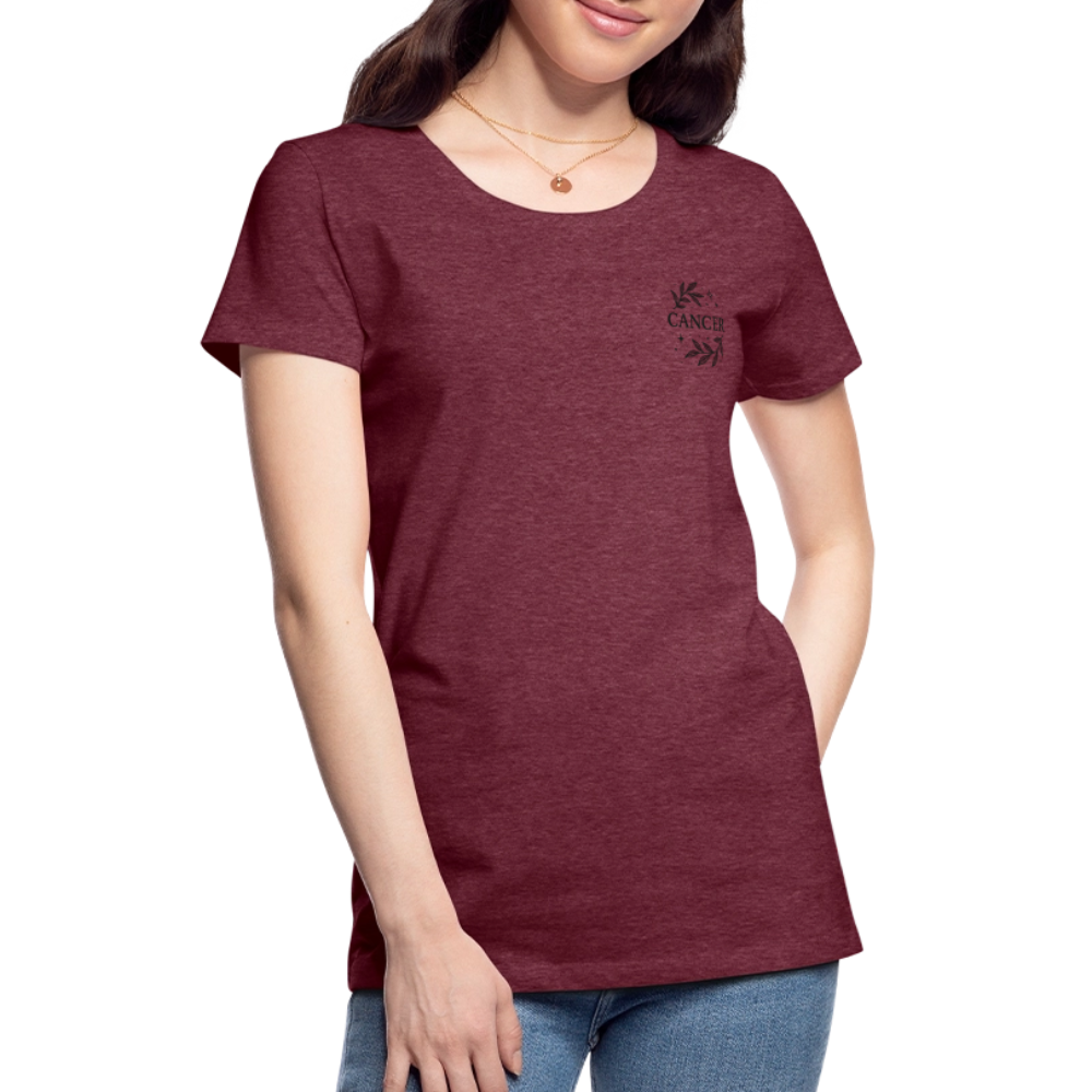 Damen Slim Fit T-Shirt "Cancer" - Bordeauxrot meliert