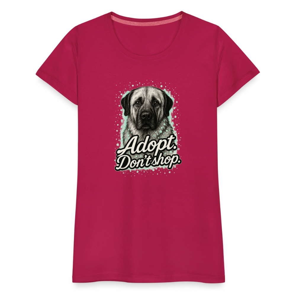 Damen T-Shirt "Adopt. Don't shop." mint - dunkles Pink