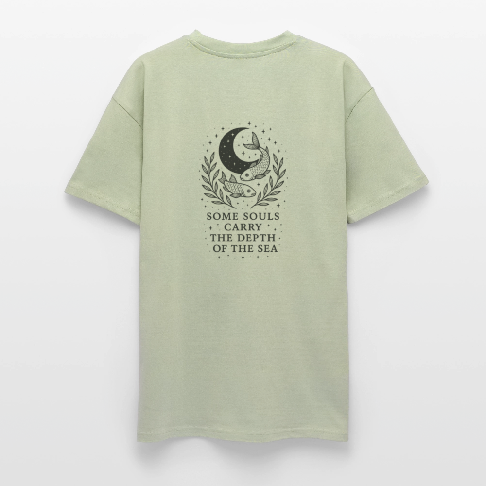Unisex Oversize T-Shirt "Pisces" - Leichtes Salbeigrün 